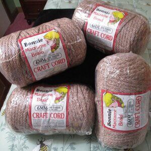 Lot of Four Bonnie Macrame Braid Craft Cord Pottery Color 100 Yards Each NEW